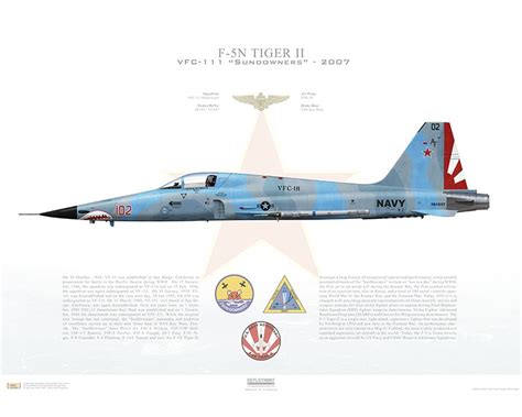 Aircraft Profile Print Of F 5n Tiger Ii Vfc 111 Sundowners Af102