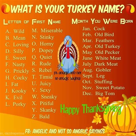 Take the first letter of your first name and the name associated if you would like to know more about the history of thanksgiving, visit this short article. Pin by Juliana Jenkins-Gaciarek on Halloween/Fall ...