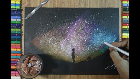 How To Draw Galaxy With Colored Pencils Youtube