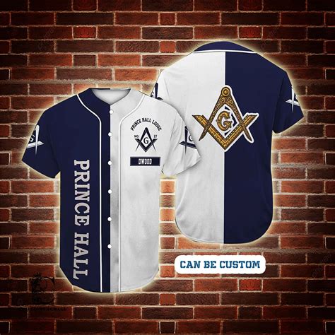 Custom Lodge Name Number Prince Hall Freemasonry Baseball Jersey