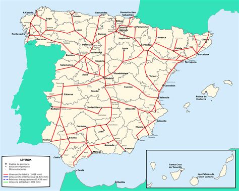 Spain Railway Network With Iberian Rail Gauge 2009 Full Size Ex