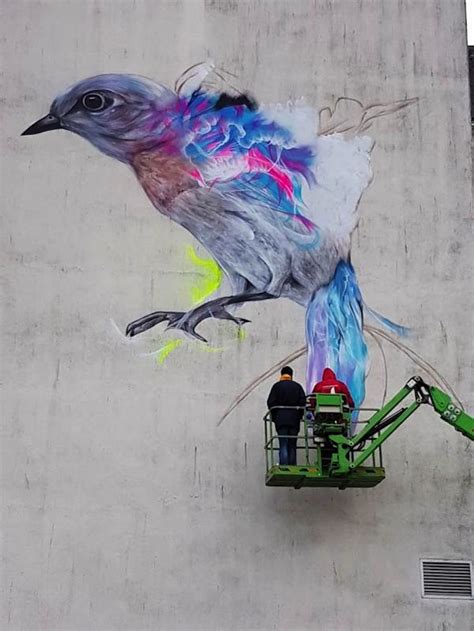 New Large Scale Graffiti Bird Mural By Brazilian Urban Artist L7m In