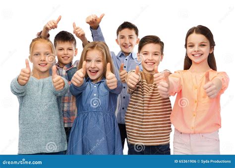 Happy Children Showing Thumbs Up Stock Photo Image Of Friendship