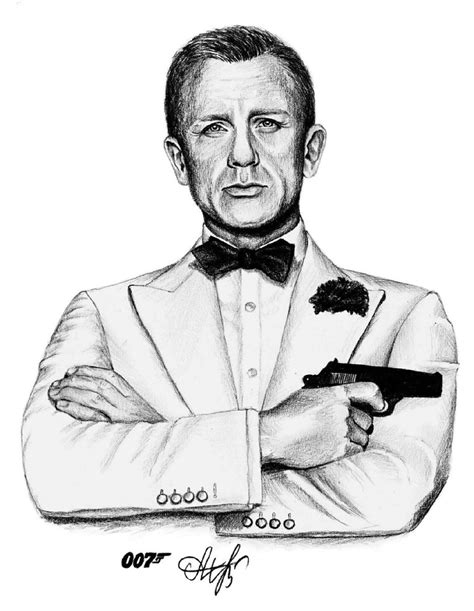 James Bond Drawing Pencil Sketch Colorful Realistic Art Images