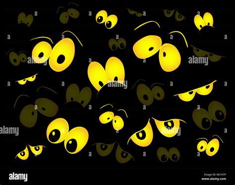 Halloween Spooky Scary Eyes Vector Design Isolated On Black Background