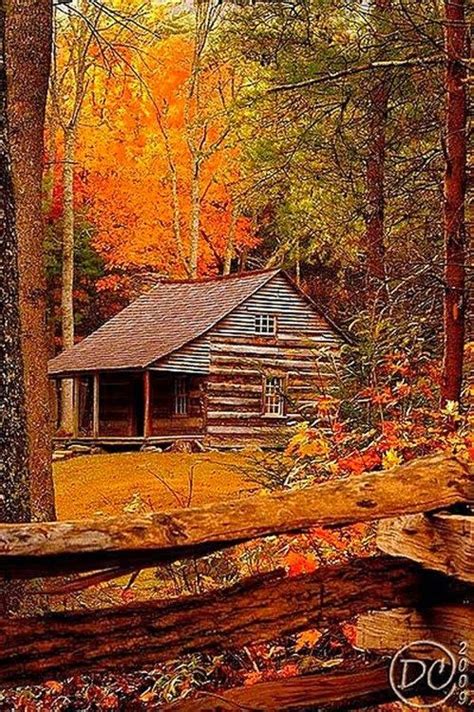 Autumn At The Cabin Cabins In The Woods Beautiful Places Scenery