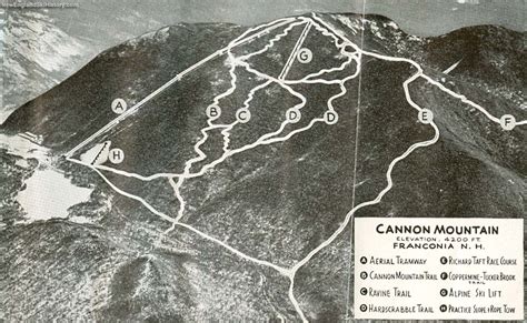 1940s Cannon Mountain Trail Map New England Ski Map Database