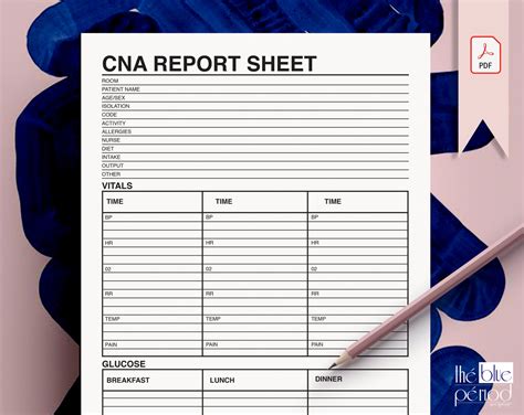 Printable Cna Report Sheet Etsy