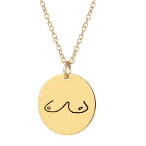 Multi Design Tiny Breasts Boobs Necklace Feminist Pendant Gold Coin