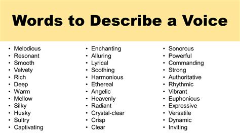 List Of Words To Describe A Voice Adjectives Grammarvocab