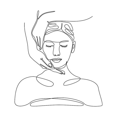Premium Vector Continuous Line Drawing Of Beautiful Woman Doing Relaxing Massage Vector