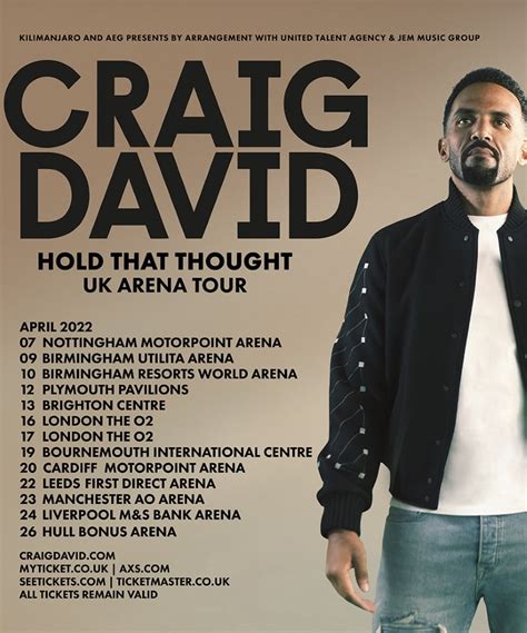 Craig David Hold That Thought Uk Arena Tour 07 April 2022