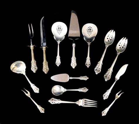 Lot SILVER Wallace Grand Baroque Sterling Servingware Fourteen