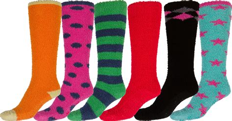 Sakkas Womens Super Soft Anti Slip Fuzzy Knee High Socks Value Assorted 6 Pack 16803 Pack2 9