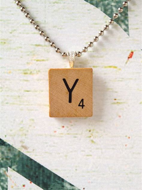 Vintage 1953 Scrabble Tile Pendant Necklace Letter Y Etsy Initial