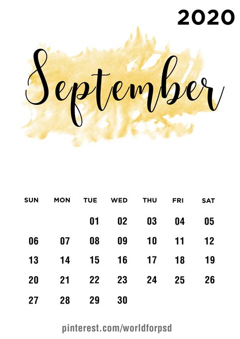 September 2020 Calendar | Calendar wallpaper, Calendar design, Calendar