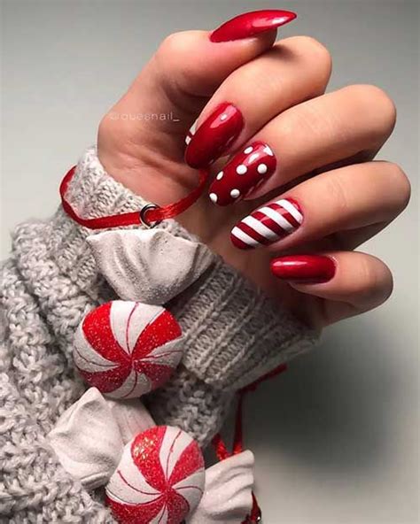 Classy Almond Red Acrylic Nails Set For Christmas Christmas Nails 2019