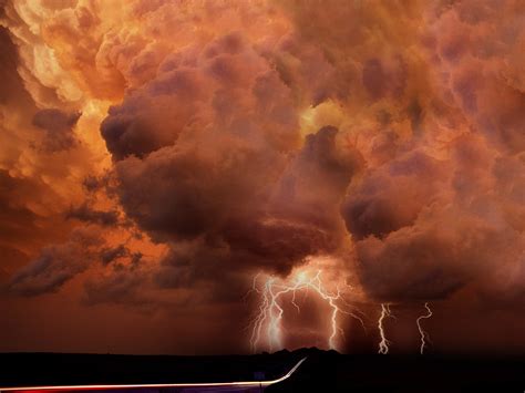 Stormy Sunset Sky And Lightning