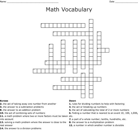 These printable math puzzles are fun for all ages not just kids, so don't be shy about doing these if you are. Math Vocabulary Crossword - WordMint
