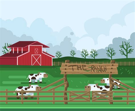 Cattle Ranch Vector Vector Art And Graphics