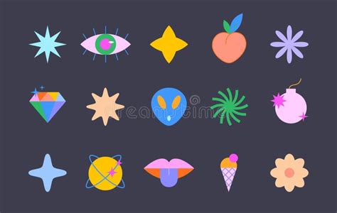 Vector Set Of Colorful Fun Patchesstickersgeometric Shapes In 90s