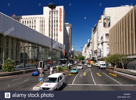 Cape town city center hotels and junction in cape town, south africa. View down Adderley Street (the main street) in Cape Town ...