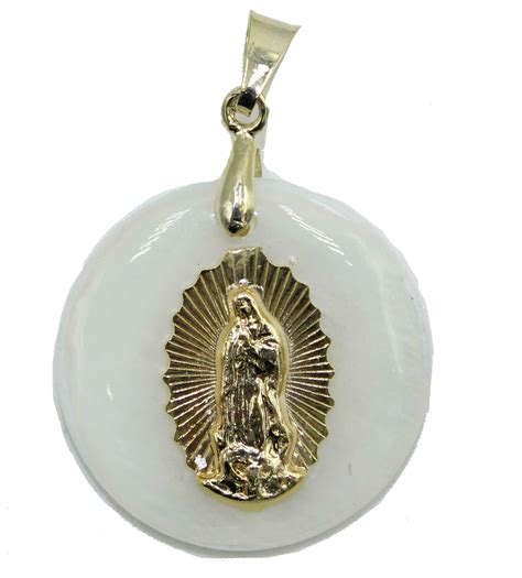 Virgen De Guadalupe Round Medal 18k Gold Plated With 20 Chain Etsy