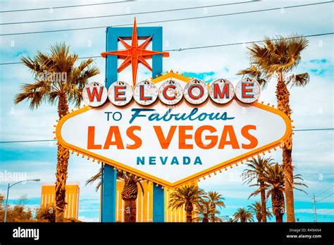 Classic View Of Welcome To Fabulous Las Vegas Sign At The South End Of