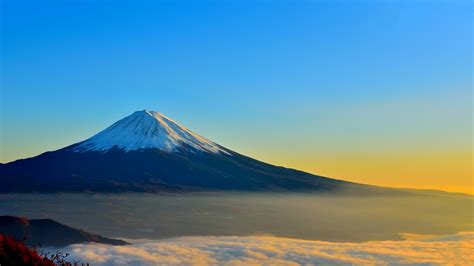 デスクトップ壁紙 日本 日光 富士山 丘 空 日の出 落ち着いた イブニング 朝 ミスト 地平線 雰囲気 マウント