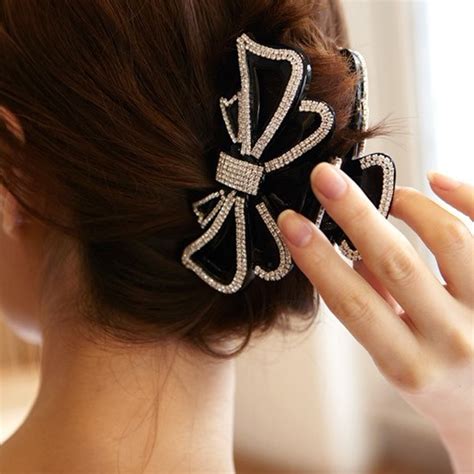 Charming Large Crystal Bow Hair Accessories Hair Claws Jaw Clips Girls