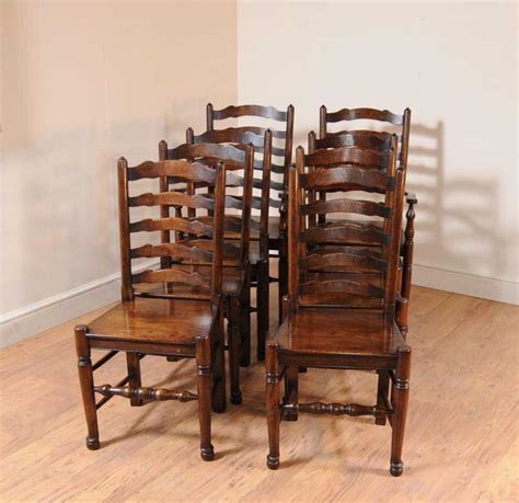 Rated 5 out of 5 stars. Set 8 Oak Ladderback Chairs Kitchen Dining Chair Farmhouse ...