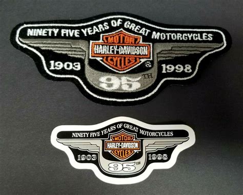 Harley Davidson 95th Anniversary Patch And Decal Sticker Bar Shield Wings