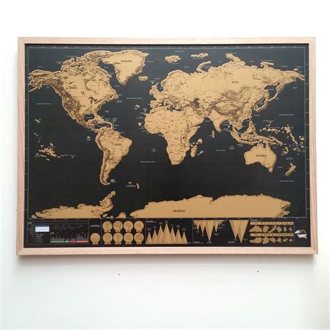 Scratch Off Map World Map Wall Art Framed Map Pin Board Push Etsy