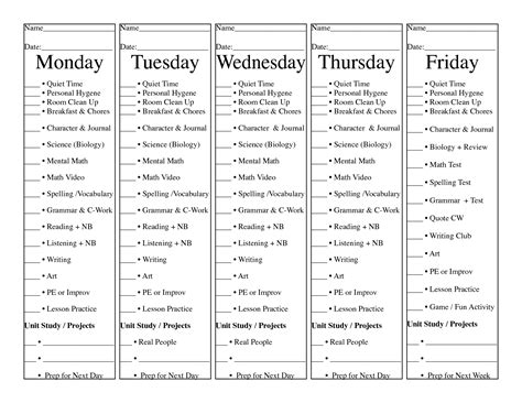 Daily Check Off Calendar Weekly Calendar Behavior And Assignments