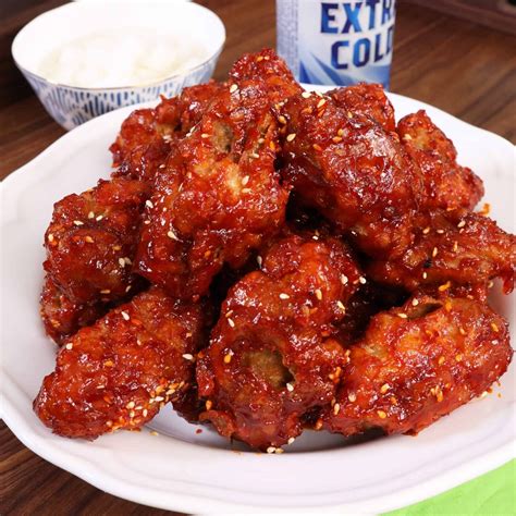 Sweet Sour And Spicy Korean Fried Chicken Yangnyeom Tongdak Recipe By
