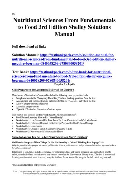 Nutritional Sciences From Fundamentals To Food 3rd Edition Shelley