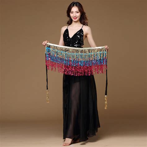 Buy Women Belly Dance Costume Belt Skirt Hip Wrap Outfit Sequins Tassels Bead Scarf At