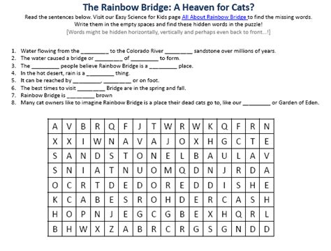 Rainbow Bridge Earth Science Facts Worksheet Image Easy Science For Kids