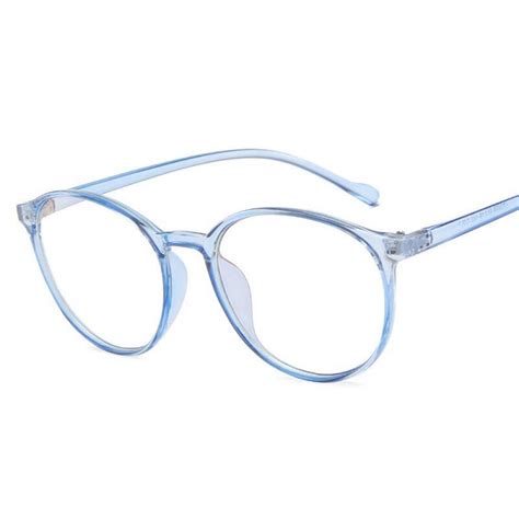 women round plain blue light blocking glasses clear lens eyeglasses