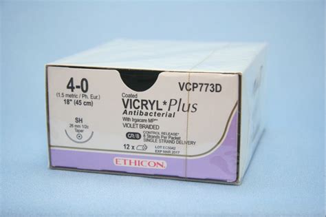 Ethicon Suture Vcp773d 4 0 Vicryl Plus Antibacterial Violet 8 X 18
