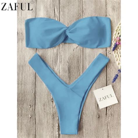 Zaful Newest Summer Sexy Bikini Women Swimwear Bandeau Twist Front