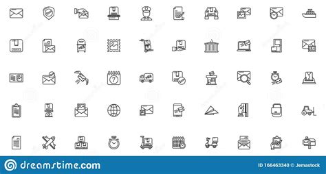 Bundle Of Postal Service Icons Stock Vector Illustration Of Post