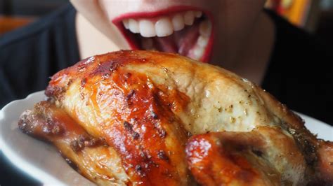 Young Girl Eating Whole Chicken Close Up Camera Youtube