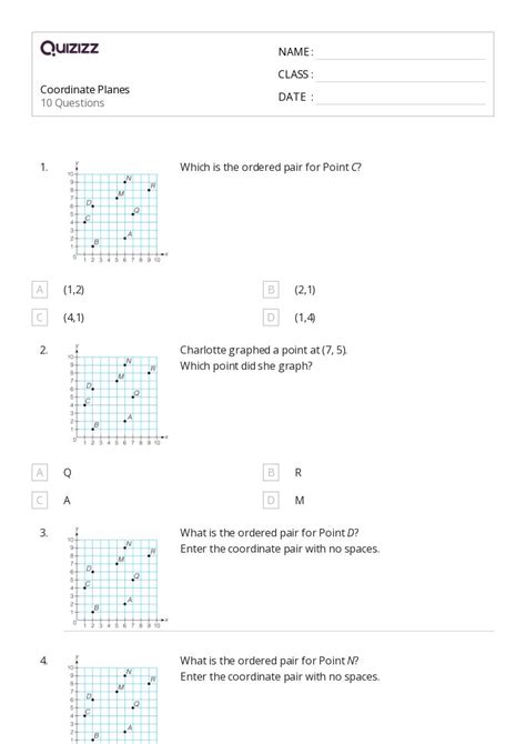 50 Coordinate Planes Worksheets For 6th Grade On Quizizz Free