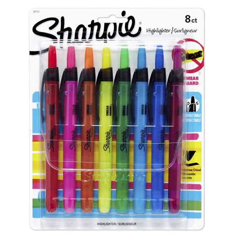 Sharpie Retractable Highlighters Chisel Tip Assorted Colors Count