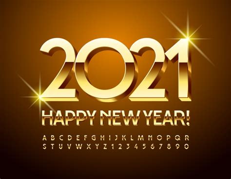 Premium Vector Happy New Year 2021 Golden 3d Font Glossy Uppercase