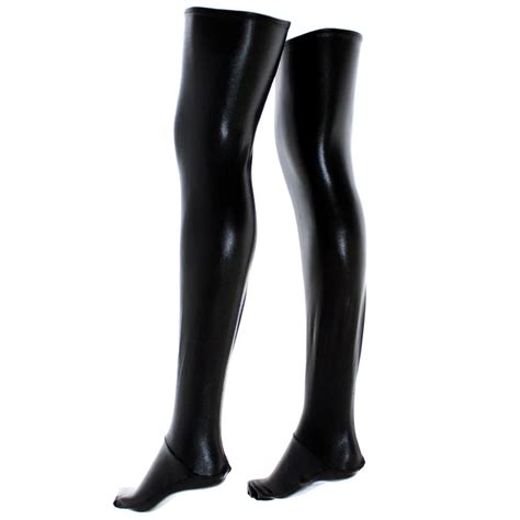 Buy Black Sexy Metallic Thigh High Leggings Leather Pu Leg Restraint Adult Game