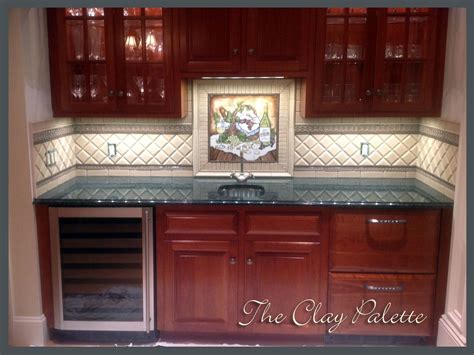 5.9h x 5.9w (15cm x 15cm) origin: Hand Crafted Hand-Painted Chardonnay Tile Backsplash by The Clay Palette | CustomMade.com