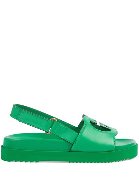 Gucci Interlocking G Slingback Sandals In Green Lyst