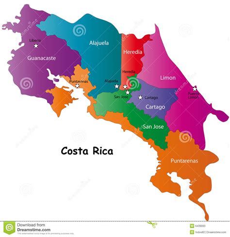 Mapa De Regiones De Costa Rica